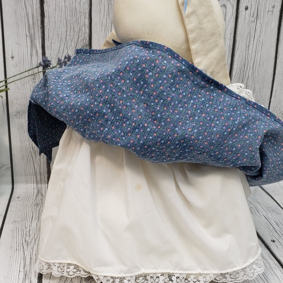 Large Sitting Vintage Handmade Plush Cloth Floppy Ears Bunny Girl Doll - Picture 5 of 14